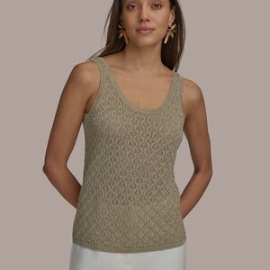 Donna Karan Light Gray V-Neck Knit Tank